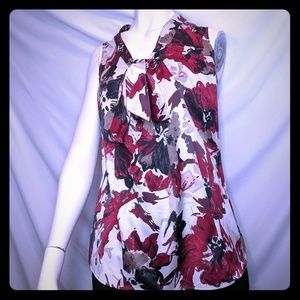 Ann Taylor | floral top with tie | sleeveless | XS